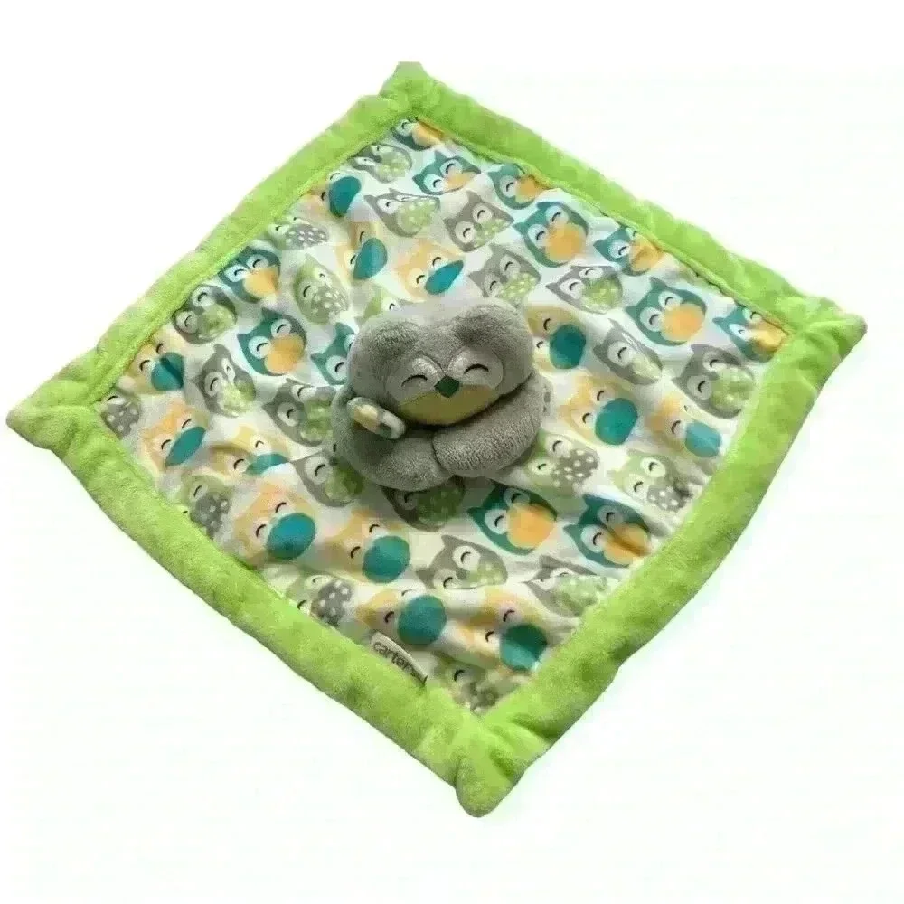 Carter's Owl security blanket lovey 2016 green 13 x 13